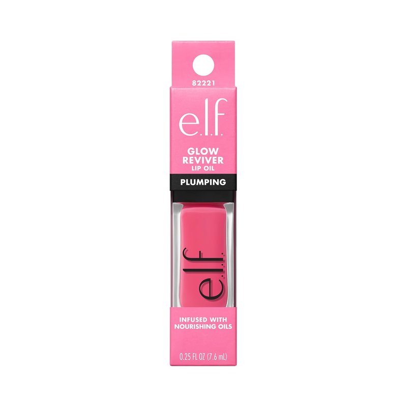 e.l.f. Glow Reviver Plumping Lip Oil - Tinted Lip Plumper with Jojoba Oil | High-Shine Finish, Vegan, Burst Bubble