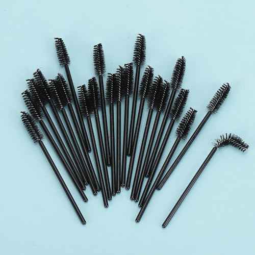 Tbestmax 50 Pcs Disposable Mascara Wands, Eyebrow Spoolies Brush for Eyelash Extensions, Eye Lash and Makeup Brush - Black