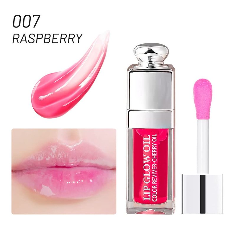 GECOMO Hydrating Lip Glow Oil - Nourishing Tinted Lip Gloss for Smooth Lips | Raspberry, 0.2 Oz