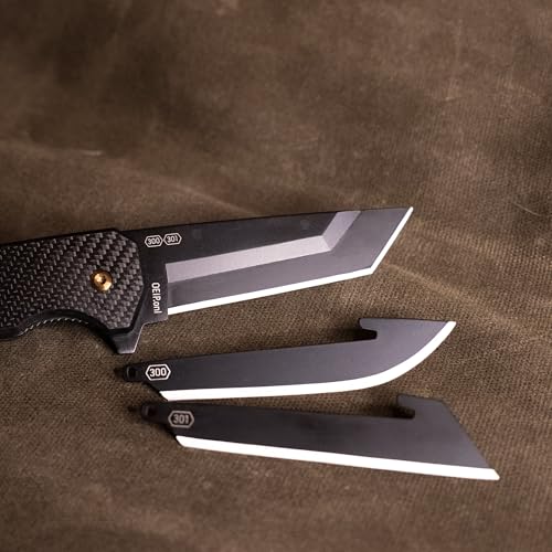 OUTDOOR EDGE Razor VX5 ? 3" Replaceable Blade Folding Pocket Knife ? Black Tanto Blade with Ceramic Ball Bearings ? Carbon Fiber Over G10 Handle ? EDC, Outdoor, Camping & Survival Utility Knife