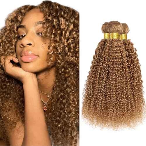 Color #27 Bundle Honey Blonde Curly Human Hair Bundles 30 32 34 Inch Brazilian Color 27 Kinky Curly Bundles Human Hair Honey Blonde Bundle