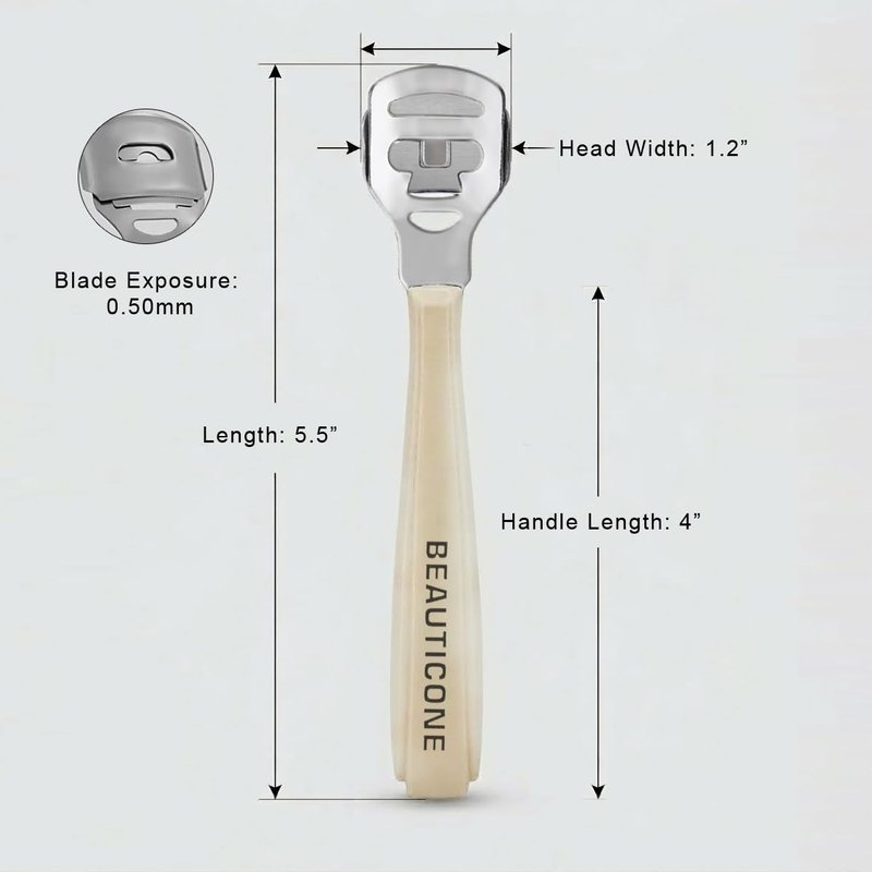 BEAUTICONE Professional Callus Shaver for Feet – Foot Scraper Pedicure Razor with Replaceable Blades – Hard Skin Remover for Cracked Heels & Dead Skin – Pedicure Foot Care Tool for Home & Salon Use