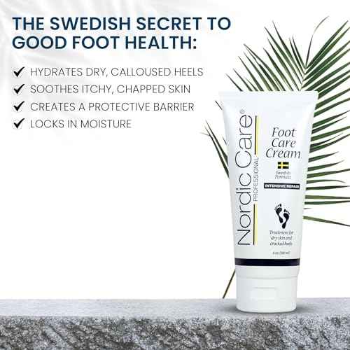 Nordic Care Foot Care Cream - Repairs and Hydrates Dry and Cracked Heels, 10% Urea Cream Treats Severely Dry Feet, Cracked Heels & Callus Removal, Hypoallergenic & Lanolin-free | 6 Oz (Pack of 6)