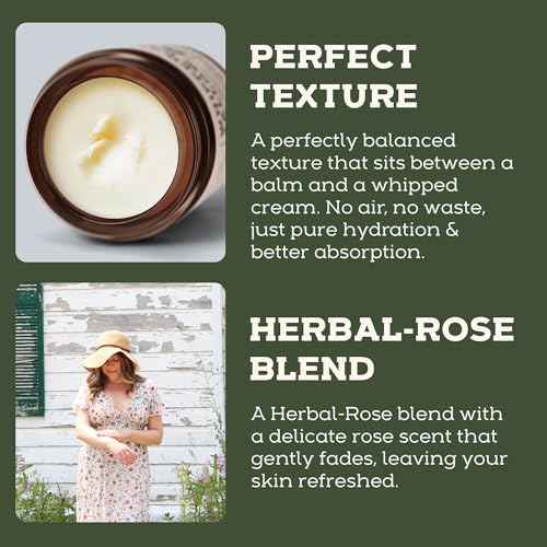 Beef Tallow for Skin - Tallow And Herbal Balm For Face - Tallow Face Moisturizer - Beef Tallow Moisturizer - Tallow Balm - Grass Fed Beef Tallow For Skin - Tallow Face Cream Lotion (5.0, Herbal-Rose)