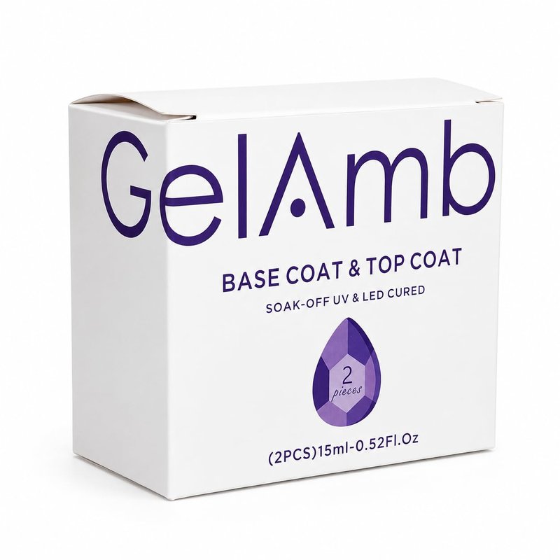 Gel Top Coat & Base Coat Set - 15ml No Wipe Gel Polish Kit for High Gloss Shine | Long-Lasting Nail Art