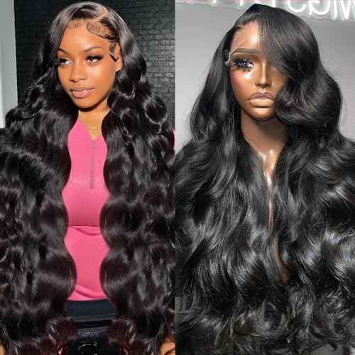 28 Inch Body Wave Lace Front Wigs Human Hair 13x4 HD Lace Front Wigs Human Hair Pre Plucked Body Wave Glueless Frontal Wigs Human Hair 180% Density for Women