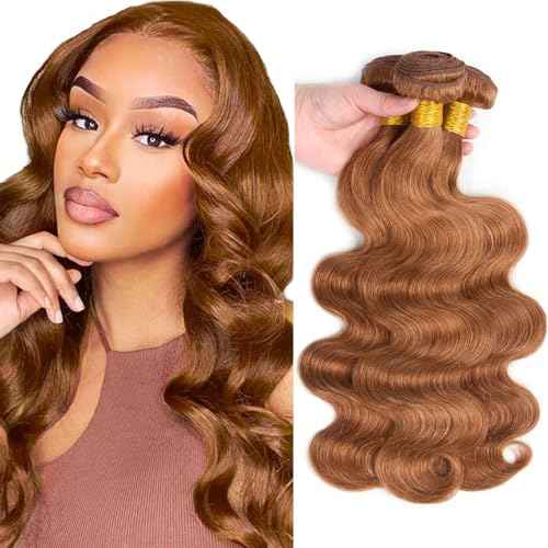 28 30 32 Inch Color #30 Body Wave Bundles Light Brown Bundles Human Hair 8A Peruvian Virgin Hair Color #30 Bundle Hair Extensions 300g