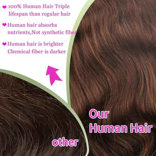 14 Inch Chocolate Brown Lace Front Wig Human Hair 180 Density 13x6 Body Wave Lace Front Wigs Human Hair Pre Plucked Colored Frontal Wigs Human Hair Brown Wig Human Hair Wigs for Women