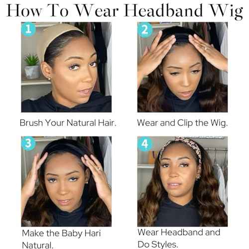 Head Band Wigs Human Hair Chocolate Brown Glueless 100% Human Hair None Lace Front Wig Virgin #4 Colored Headband Wig Human Hair 180 Density 22inch