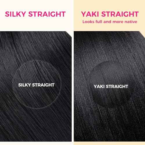 Lashey Seamless Clip-in Hair Extensions Human Hair Light Yaki Straight 16 Inch 7pcs 110g Natural Black PU Clip-in Hair Extensions