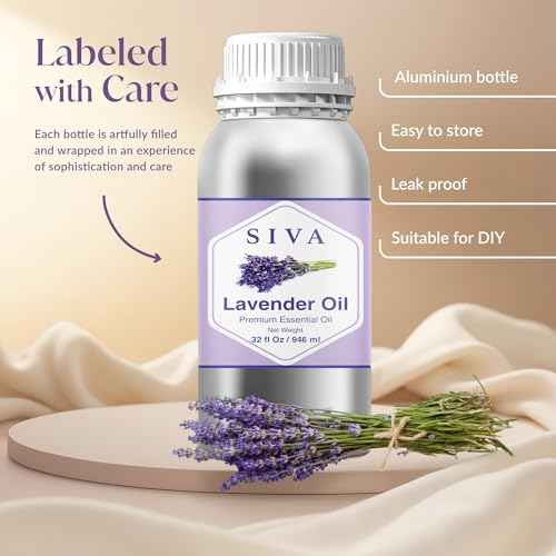 Siva Lavender Essential Oil ? 32 Fl Oz ? 100% Natural Lavender Oil - for Diffuser, Hair Care, Face, Skin Care, Aromatherapy, Scalp and Body Massage, Soap and Candle Making