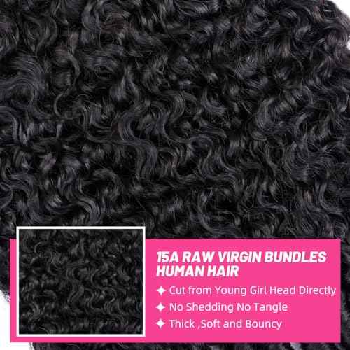 PerisModa Burmese Curly Bundles Human Hair 3C4A Raw Water Wave Quick Weave Hair Bundles with Spiral Curly Ends 100% Unprocessed 15A Virgin Kinky Curly Human Hair One Bundles Natural Black 22 Inch