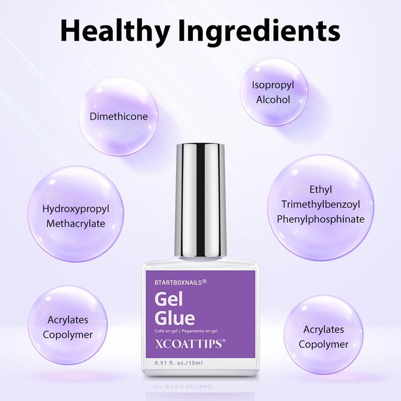 Btartboxnails Nail Tips Builder Gel Set - 15ml Long-Lasting Gel for French Tip Nails | Includes Top Coat & Glue