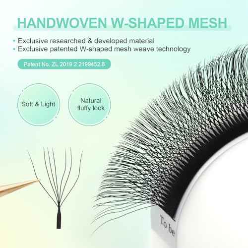 NAGARAKU W Shape Eyelash Extension 7D Cluster Premade Fans Eye Lashes Faux Mink Matte Black Easy Fanning False Eyelashes (0.07mm D curl 8-15mm Mix)