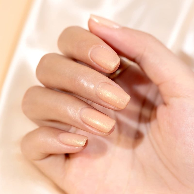 RARJSM Nude Gel Nail Polish - Apricot Gold Glitter Shimmer | Soak Off LED UV Curing, 15ml