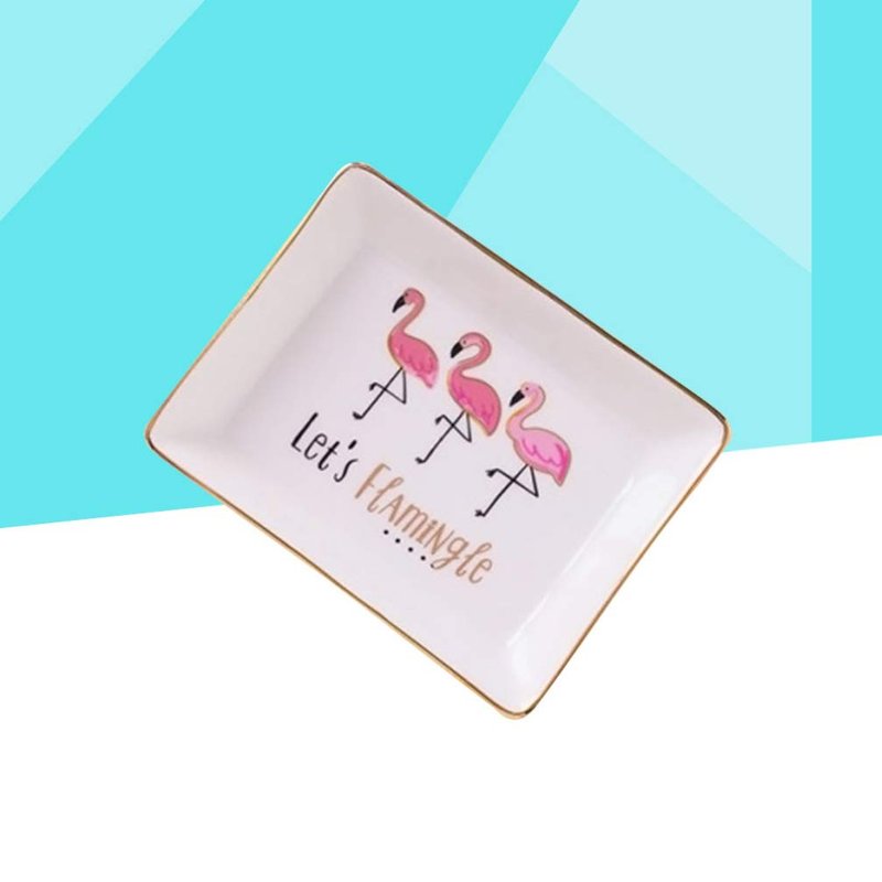 Hemoton Ceramic Jewelry Tray Ring Dish Flamingo Trinket Tray Ceramic Key Tray Jewelry Pallet Decorative Jewelry Plate for Rings Earrings Necklaces Bracelet Watch Keys