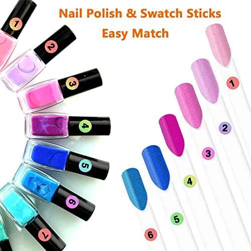 2 Set Number Stickers (1-600) for Nail Swatch Sticks & Nail Gel Polish Organize, Double Small Holographic Numbers Stickers for Matching Label, Adhesive Label Organizer (Dia.10mm)