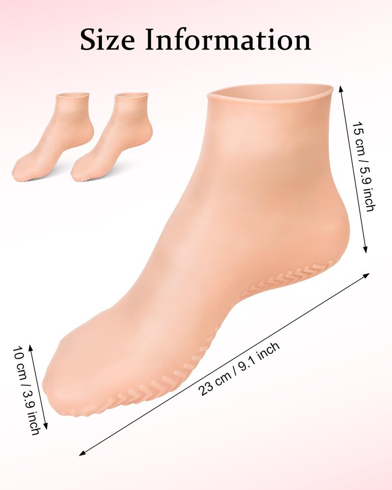 DLMDLM 2 Pairs Silicone Socks for Dry Cracked Feet, XL Anti Slip Soft Moisturizing Socks Softening Feet, Ultra-high Stretch Pedicure Socks Foot Care After Pedicure