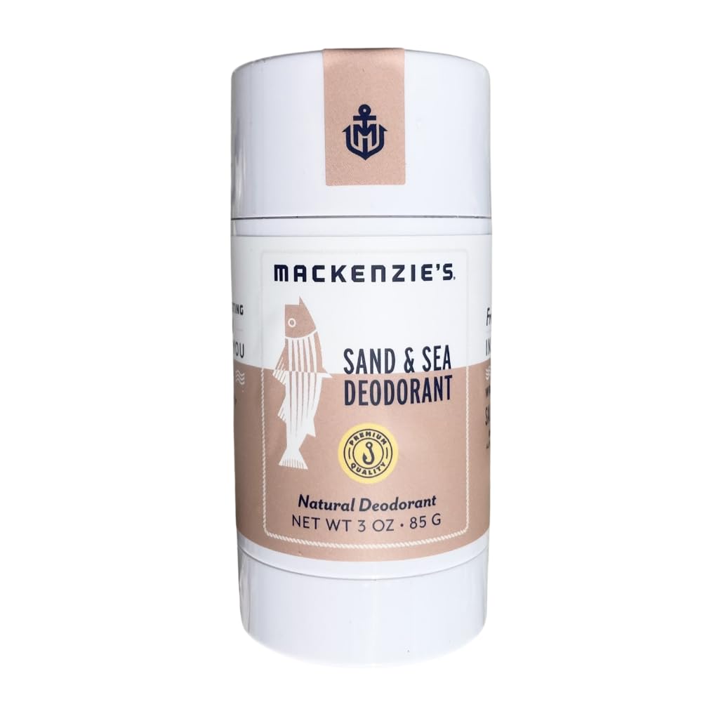 MacKenzie's Sand & Sea Deodorant - Father's Day - Gifts for Fishermen - Gifts for Women - Gifts for Men - Aluminum Free - Eco Friendly - Sea Salt - Ozone - Citrus - Proudly Made in the USA - 3 oz
