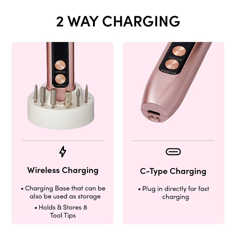 ÉCLAT Cordless Nail Drill, Professional Portable E-File for Gel & Acrylic Removal, Rechargeable Manicure Set with Charging Stand & LED Light, Quiet 13,000 RPM Electric File for Home, Travel, White