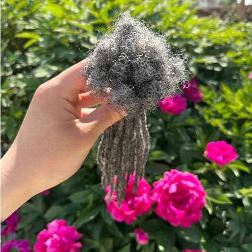 YONNA Locs Human Hair Dreadlocks Extensions 20Locs Full Handmade (Width 0.4cm) 10inch Salt and Pepper #39