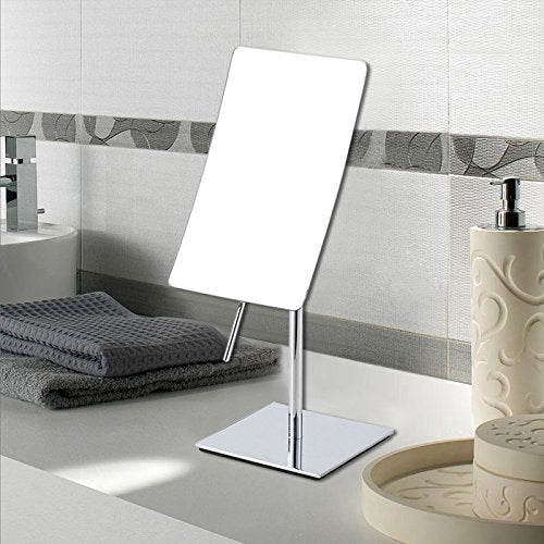 Table Standing Rectangular Vanity Makeup Mirror with 3X Magnification, High Adjustable, Made of 304 Stainless Steel, for Hotel Bathroom Polished Chrome