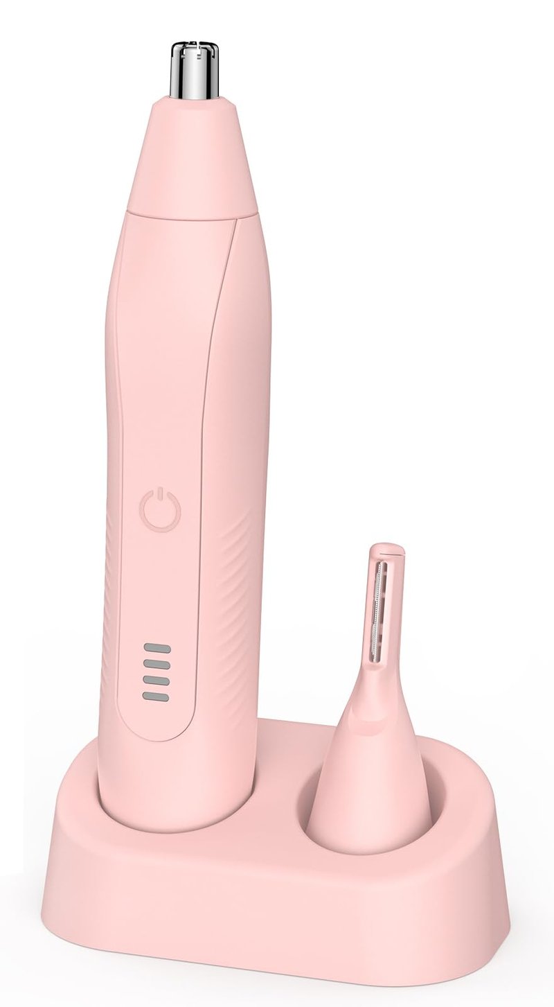 Setonia Ear and Nose Hair Trimmer for Men Women, Eyebrow and Facial Hair Trimmer with Powerful Motor and Dual-Edge Blades Rechargeable Painless 2 in 1 Metal Trimming Tool (Light Pink)