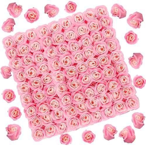 81PCS Soap Flower, Roses Rosas Floral Shaped Scented Bath Body Shower Petals Bouquet Flores De Jabon for Her, Valentine's Day, Wedding, Birthday, Mothers Day, Anniversary, Party Favors Gifts Idea Pink