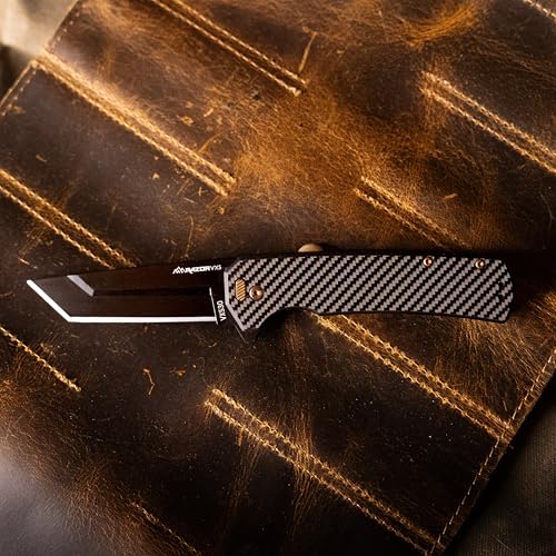 OUTDOOR EDGE Razor VX5 ? 3" Replaceable Blade Folding Pocket Knife ? Black Tanto Blade with Ceramic Ball Bearings ? Carbon Fiber Over G10 Handle ? EDC, Outdoor, Camping & Survival Utility Knife