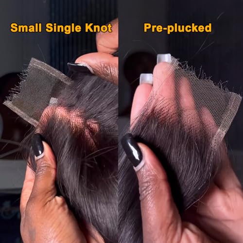 BEEOS 2x6 SKINLIKE Real HD Lace Closure, Straight Human Hair Pre-Plucked Bleacheck Knots 0.10mm Ultra-thin Invisible Swiss Lace 12 Inch