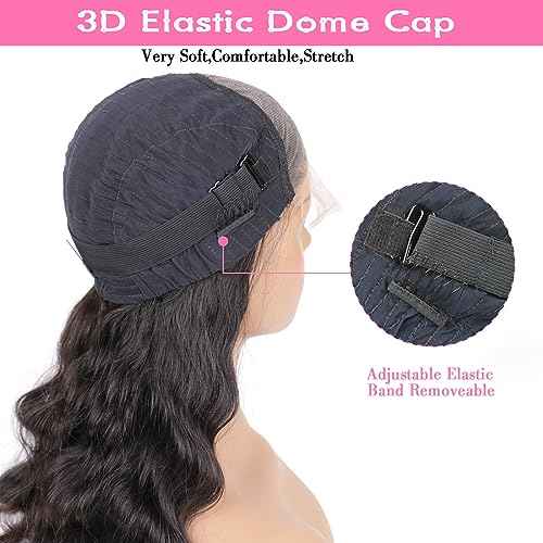 30 Inch 13x4 Lace Front Wigs Human Hair 180% Density Real Human Hair Wig Body Wave HD Lace Frontal Wigs Pre Plucked Transparent Lace Natural Black for Women