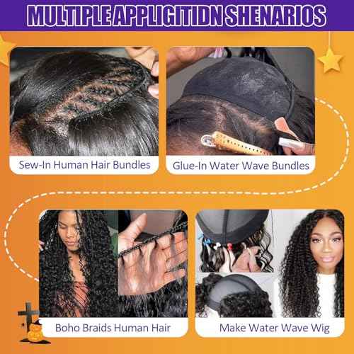 12A Water Wave Human Hair Bundles 16 18 20 Inch Wet And Wavy Bundles Human Hair 100% Unprocessed Brazilian Virgin Water Curly Bundle Natural Black Color