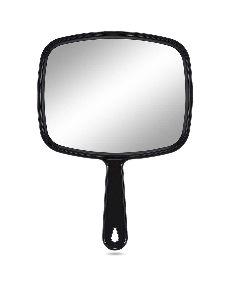 Large Handheld Salon Mirror - PROTECLE Square Black Hairdressing Mirror | 10.3"x7.4" Size