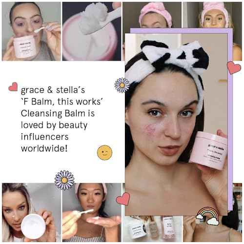 grace & stella Cleansing Balm - Oil-Based Makeup Remover - Gentle & Moisturizing Facial Cleanser, Non-Stripping Formula for Double Cleansing Heavy Makeup - Vegan Fragrance-Free Skincare (164g / 5.8oz)