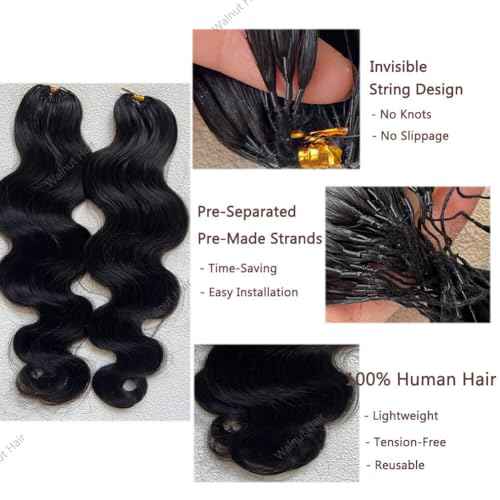 Body Wave Pre Separated Crochet Human Hair Braids Extensions Body Wave Brazilian Virgin Hair for Boho Braiding Knotless Feather Hair Extensions For Black Women Natural Color 16inch 60g