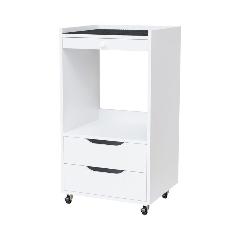Salon Trolley Cart with Wheels, Esthetician Cart with Non-Slip Pads Drawers, Wood Mobile Storage Organizer for Beauty Spa Tattoo Esthetic Clinic Dental Salon Lab, White