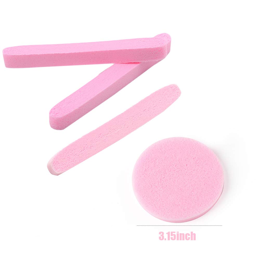 Tegelrying Facial Sponge Compressed,60 Pcs PVA Professional Makeup Removal Wash Round Face Sponges Spa Pads Exfoliating Cleansing for Women,Pink