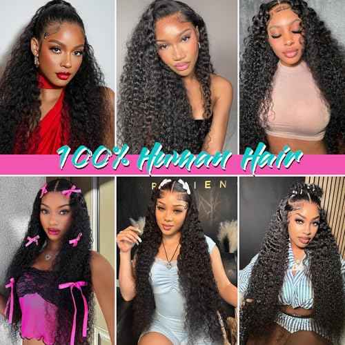 22 Inch Deep Wave Human Hair Lace Front Wig for Women 13x4 HD Transparent Lace Frontal, 180% Density Glueless, Pre - Plucked with Baby Hair in Natural Color
