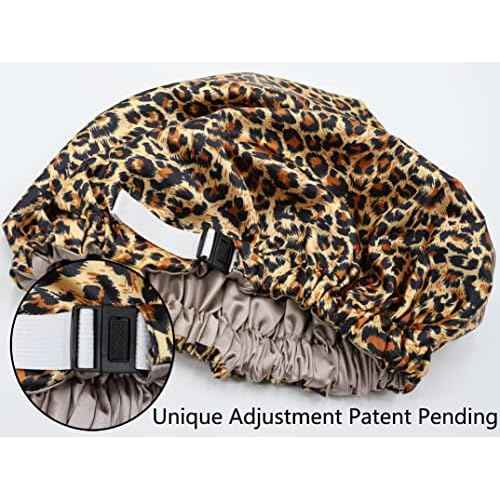 100% Mulberry Silk Lined Bonnet Adjustable Satin Sleep Cap 19 Momme Silk Bonnet for Women Curly,Long Hair Care