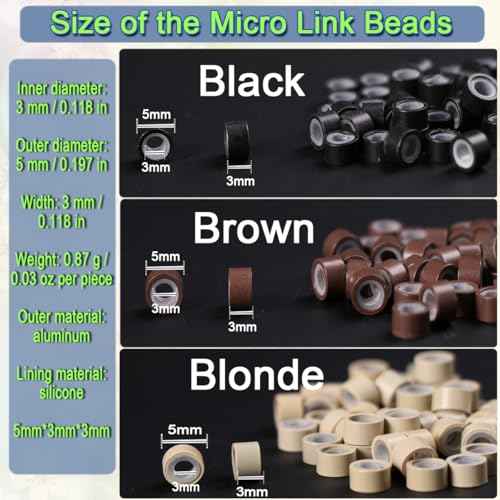 200 PCs 5mm Micro Beads for Hair Extensions - Brown Invisible Links, Professional Micro Rings for Thin/Medium Hair