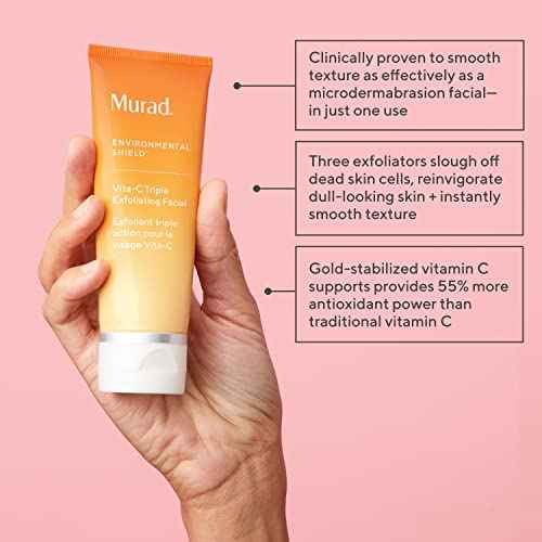 Murad Vita-C Triple Exfoliating Facial ? Gold-Stabilized Vitamin C and Physical, Chemical, & Enzymatic Exfoliant Scrub for Smoother, Brighter, Radiant Skin ? 2.7 Fl Oz