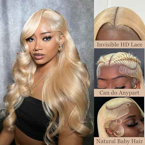 13x4 Lace Frontal Closure Body Wave Ear to Ear Transparent HD Lace Frontal Brazilian Virgin Human Hair Frontal Pre Plucked With Baby Hair 613 Blonde 16 Inch