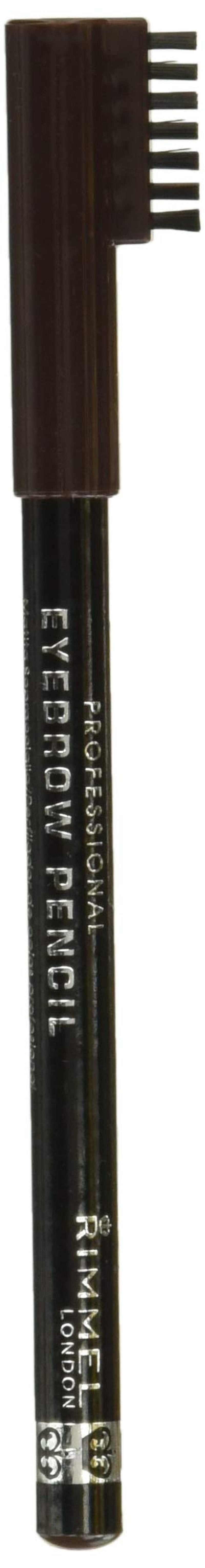 Rimmel London Brow This Way Professional Eyebrow Pencil, Long-Wearing, Highly-Pigmented, Built-In Brush, 001, Dark Brown, 0.05oz