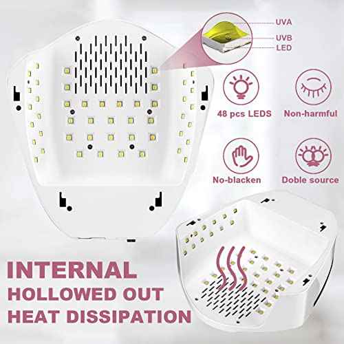 96W Rechargeable UV Light for Nails - Cordless LED Lamp With Portable Handle, Auto Infrared Sensor, 4 Timers - Professional Curing Tool for Gel Polish (White)