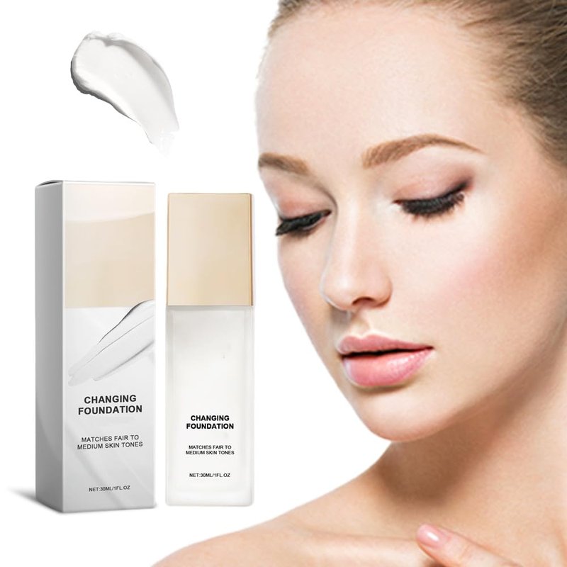 2026 Upgraded Color Changing Foundation for Mature Skin, Instantly Adapts to Your Skin Tone, Buildable Light to Medium Coverage, 12 Hour Wear, Natural Dewy Finish (1Pcs)