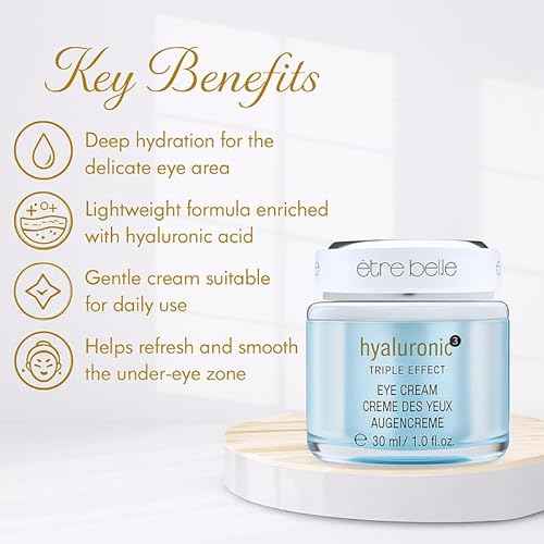 ?b ?tre belle Under Eye Cream with Hyaluronic Acid 3D, Skin Care for Women, Lightweight Hydrating Under Eye Cream, Eyeseryl & Grape Seed Oil, for All Skin Types, 30 mL