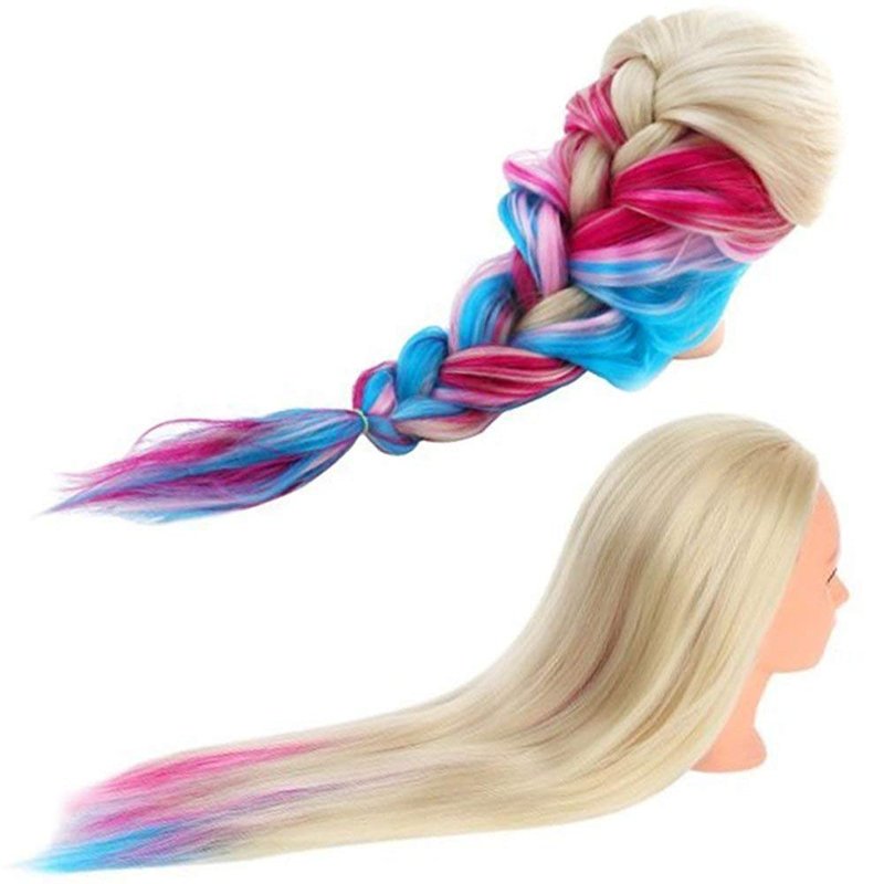Beauty Star 29" Colorful Mannequin Head with 100% Syntheic Hair, Doll Head for Hair Styling and Braiding Practice, Professional Bride Cosmetology Training Manikin Head with Clamp Stand Updo Kit