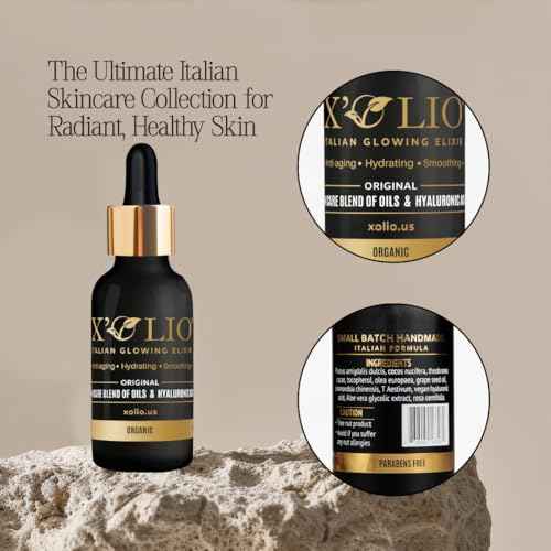 X¡¯Olio Original ? The Italian Glowing Elixir | Anti-Aging Face Oil with Hyaluronic Acid, Aloe Vera & Vitamin E | Deep Hydration, Barrier Repair & Glow for Dry or Mature Skin | 30ml