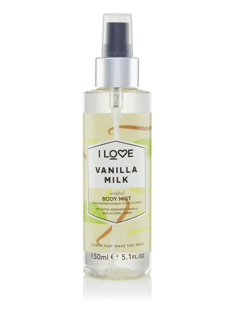 I LOVE Vanilla Milk Scented Body Mist - Body Mist Fragrance - Long Lasting Body Spray with Natural Fruit Extracts - Amber and Vanilla - 5.1 oz