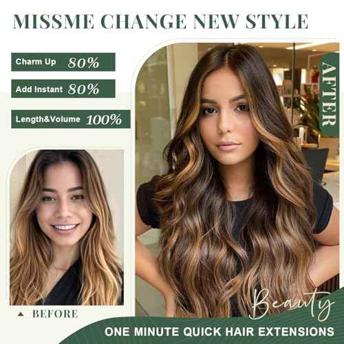 Missme Clip In Hair Extensions Real Human Hair,16in 110g 7pcs Balayage Chocolate Brown To Caramel Blonde Invisible Straight Seamless Clip Ins Hair Extensions For Women
